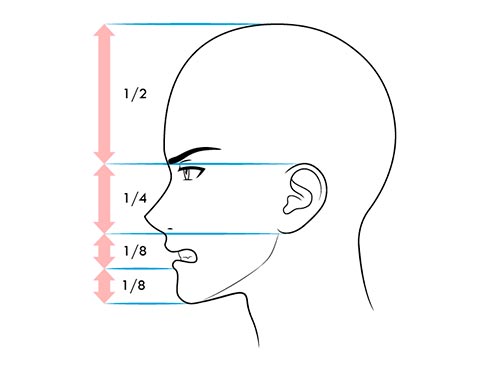 Как рисовать лицо сбоку когда человек злится - схема