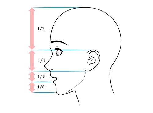 Как рисовать лицо сбоку когда человек озадачен - схема