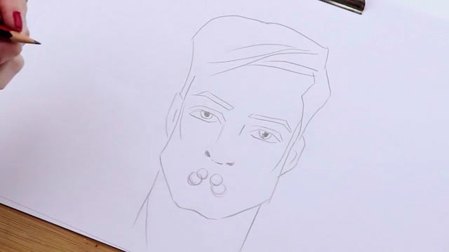 Как рисовать мужские губы - Шаг 2
